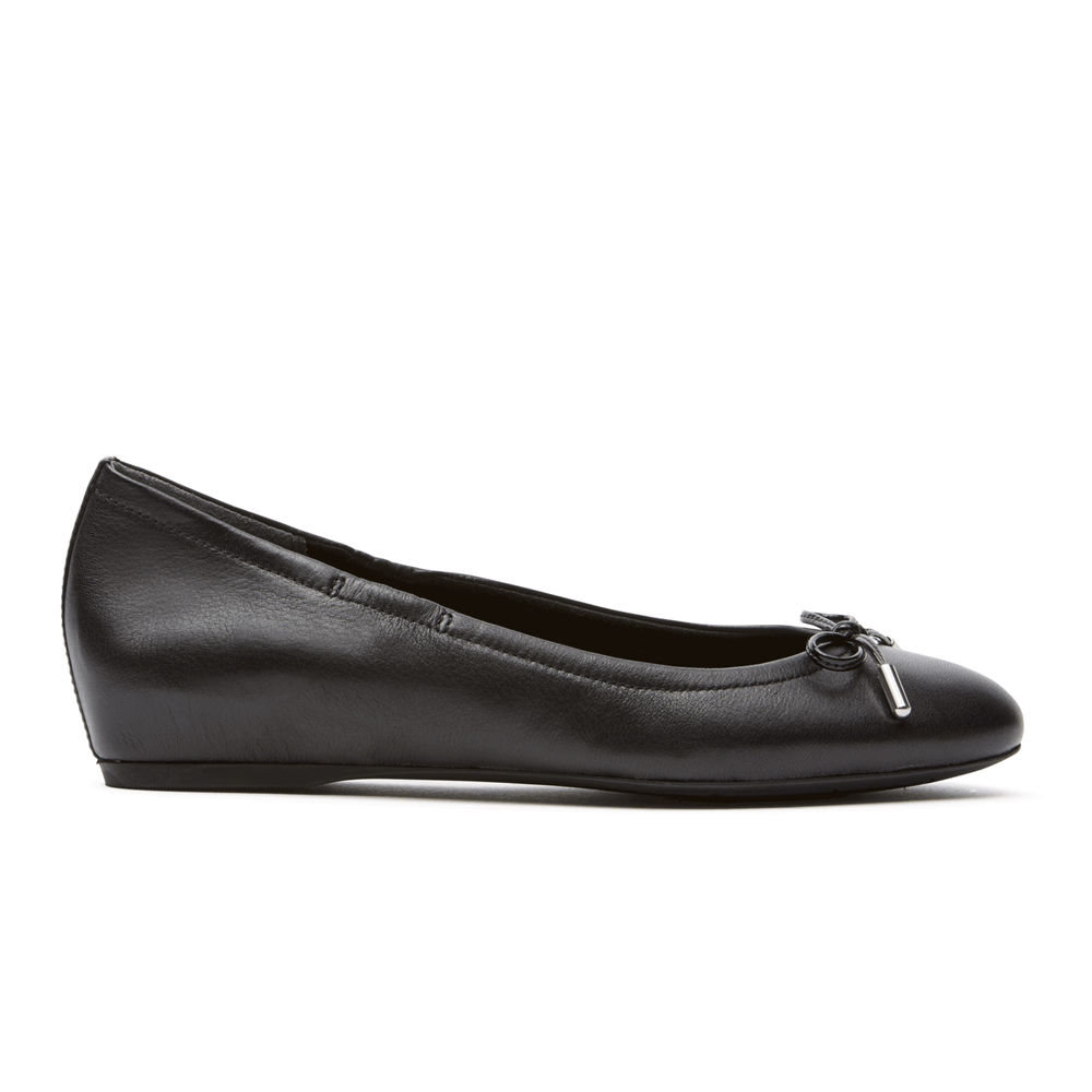 Rockport Flats Sko Dame Svart - Total Motion Hidden Wedge Tied Ballet - BYRO42891